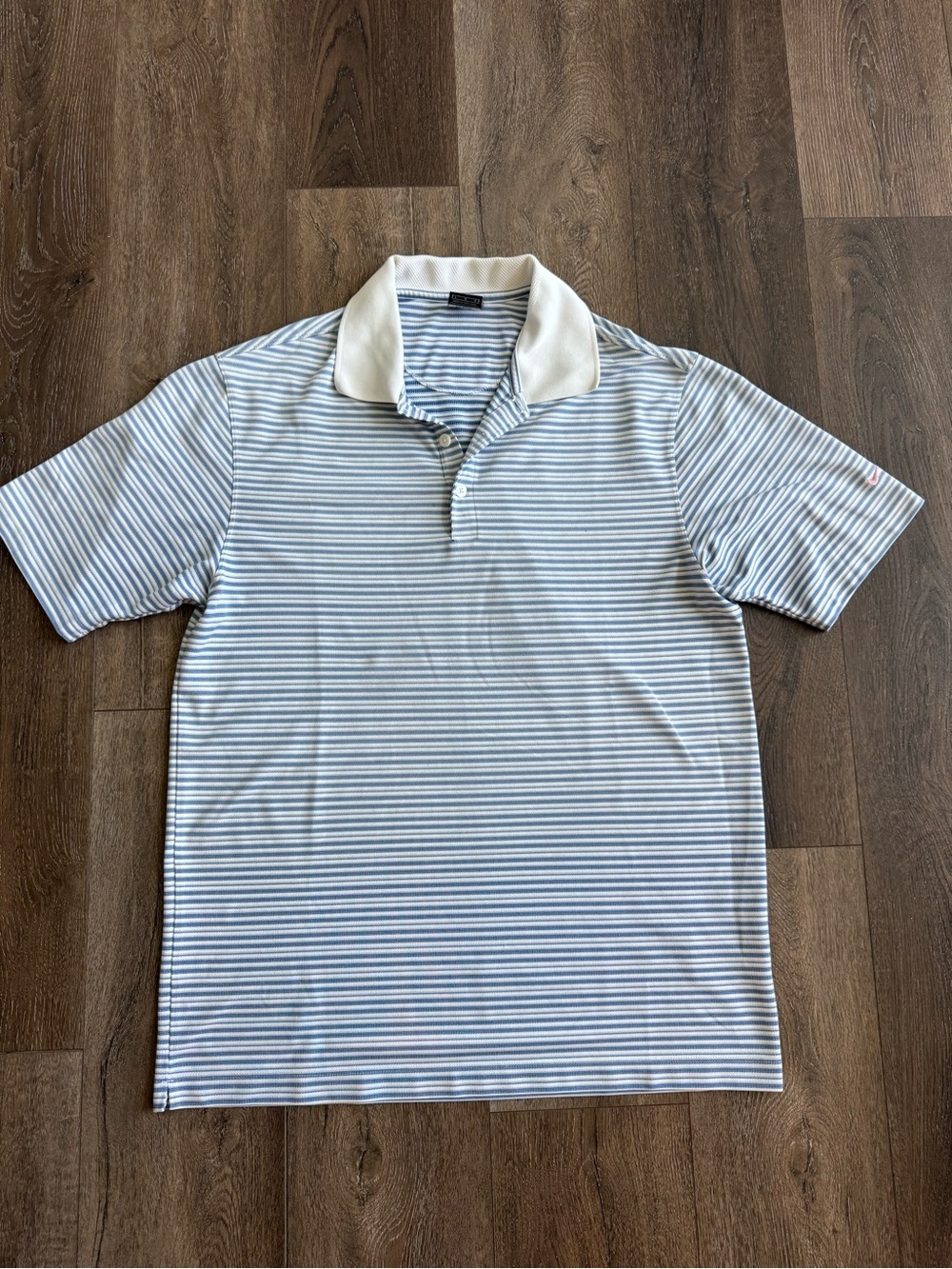 Men's Nike Golf Light Blue & White Striped Polo Shirt Size Large